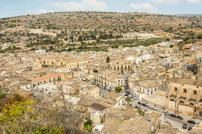  aerial landscape of scicli with beautiful historic buildings in the baroque style