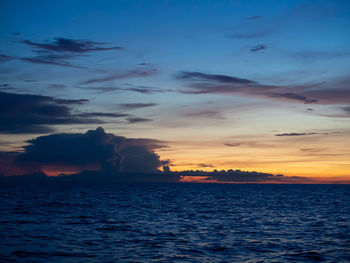 Scenic view of sea against sky at sunset