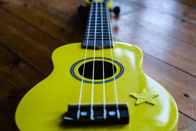 High angle view of guitar