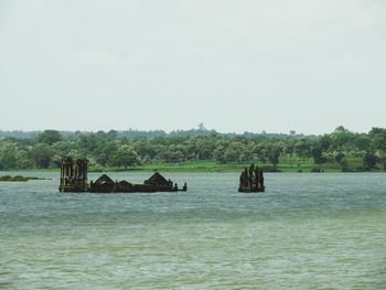 Scenic view of sea against clear sky