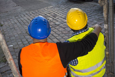 Man working with umbrella