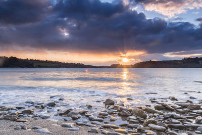 Scenic view of sea against sky during sunset