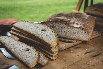 Close-up of bread on table