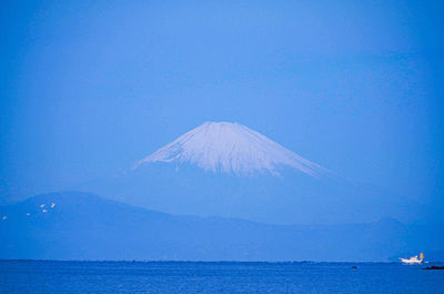 Scenic view of sea against blue sky