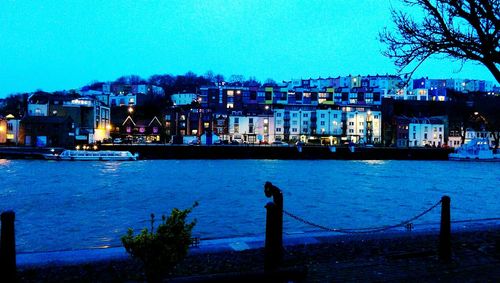 View of river with buildings in background