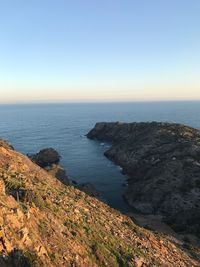 Scenic view of sea against clear sky