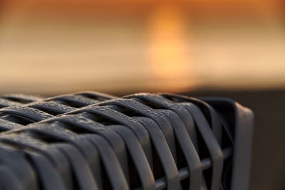 Close-up of tire on chair