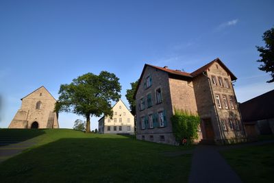 Low angle view of old building against sky