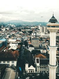 High angle view of buildings in city