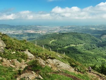 Scenic view of landscape against cloudy sky