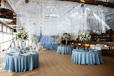 Chairs and tables in weeding reception