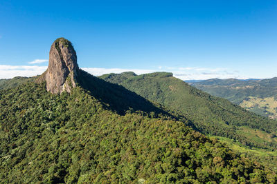 Scenic view of mountains against blue sky