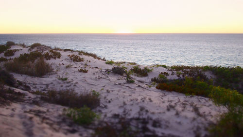 Scenic view of sea against clear sky