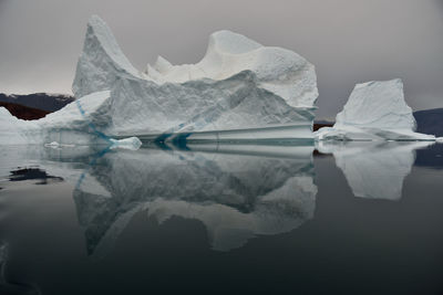 Aerial view of frozen lake