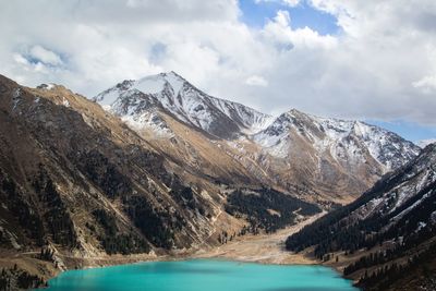 Scenic view of snowcapped mountains