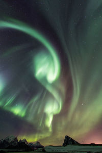 Scenic view of aurora borealis at night
