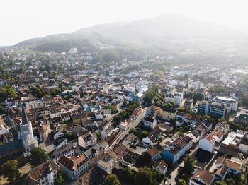 High angle view of townscape against sky