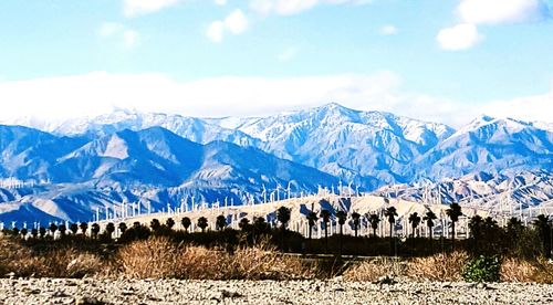 Scenic view of mountains against sky