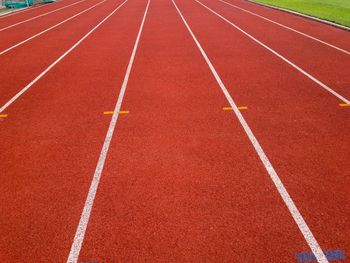 High angle view of running track