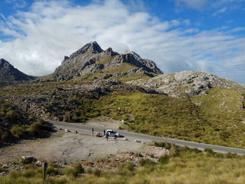 Scenic view of mountains against sky