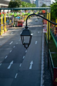 Close-up of illuminated street light