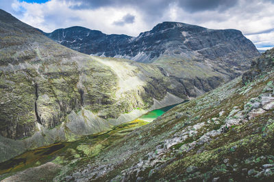 Scenic view of mountains against sky