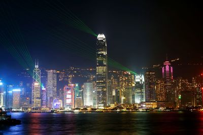 Illuminated city at night