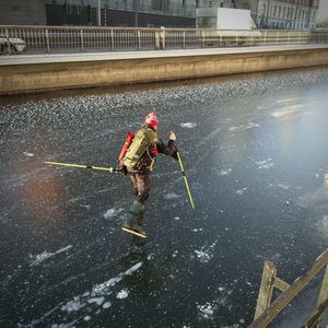 Woman standing in water