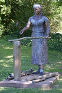 Statue of man in park