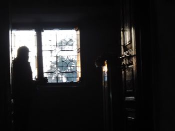 View of building through window