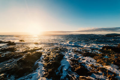 Scenic view of sea against sky during sunset