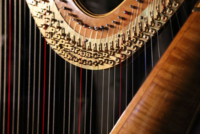 Close-up of harp