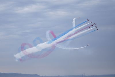 Low angle view of airshow