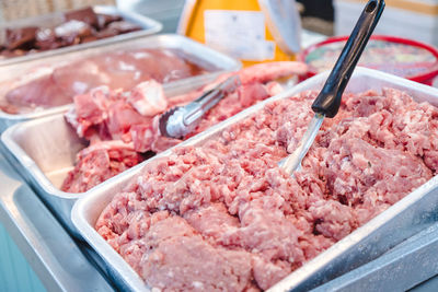 High angle view of food for sale