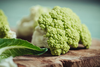 Close-up of green vegetables on table