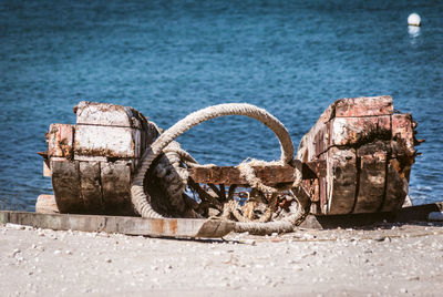 Abandoned cart at beach