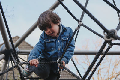 Portrait of smiling boy looking away