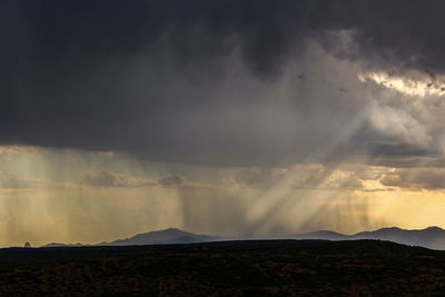 Scenic view of storm clouds over landscape