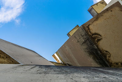 Low angle view of building against blue sky