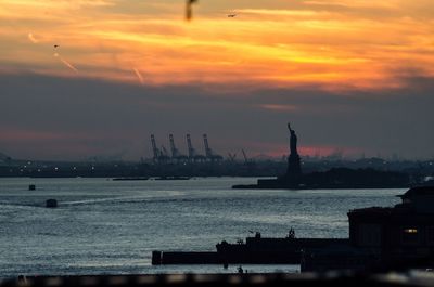 Commercial dock at sunset