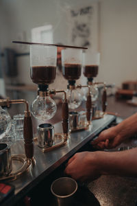 Close-up of siphon coffee