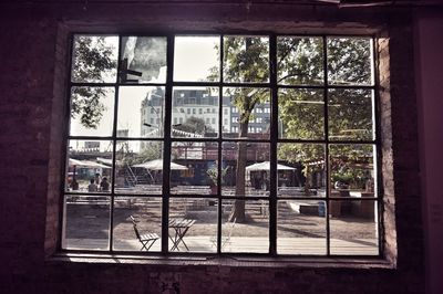 View of building through window