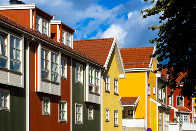 Low angle view of residential buildings against sky