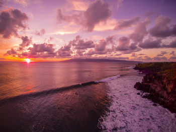 Scenic view of sea against sky during sunset