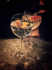 Close-up of wine glass on table