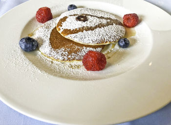 High angle view of cake in plate