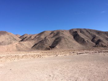 Scenic view of landscape against clear blue sky