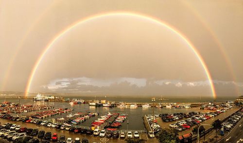 View of rainbow over sea