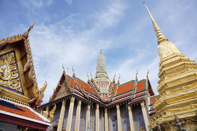 Low angle view of temple building against sky