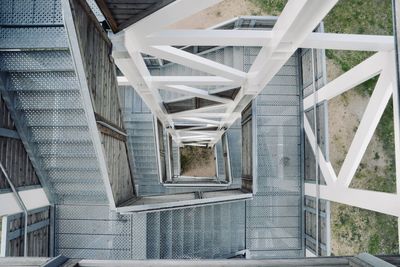 High angle view of spiral staircase of building